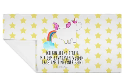 Produktbild von Mr. & Mrs. Panda Handtuch Einhorn Pupsen - Weiß - Geschenk, Unicorn, 100x50, frottee, Flauschtuch, Frotteehandtuch, frottierhandtuch, Regenbogen, Freundin, Lustig, Spaß