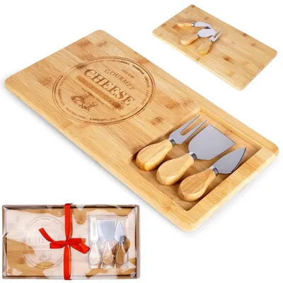 Produktbild von Käsebrett Bambusbrett mit Käsemessern CHEESE