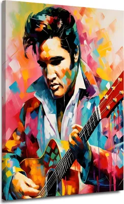 Produktbild von Abstrakt Pop Art Musiker Elvis Wandbild Leinwandbild Kunstdruck XL Deko: 100x150x4cm