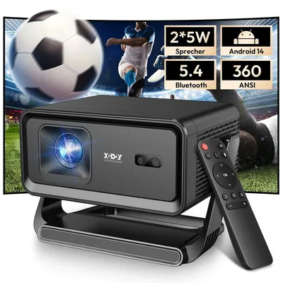 Zdjęcie produktu dla Projektor 4K/8K do kina domowego z autofocusem, systemem Android 14, Wi-Fi, Bluetooth, panelem LCD, jasnością 360 ANSI lumenów, rozdzielczością 1920x1080 i kontrastem 10000:1, z portami HDMI i USB
