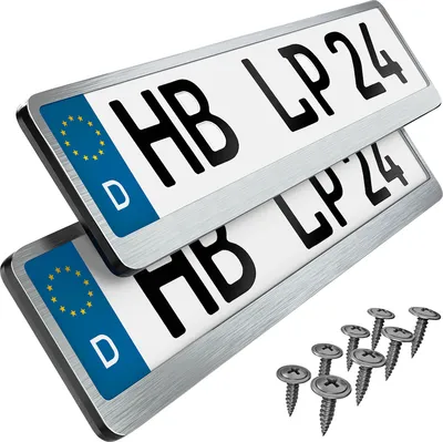 Produktbild von 2 Stück Kennzeichenhalter Edelstahl gebürstet V2A premium Kennzeichenhalterung
