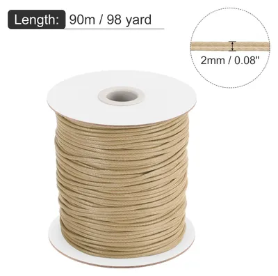 Produktbild von Gewachster Faden 2mm gewachste Kordel 90 m Gewachste Baumwollschnur fš¹r Armbandherstellung, Halsketten, Perlen, Schmuckherstellung und DIY-Basteln (Khaki)