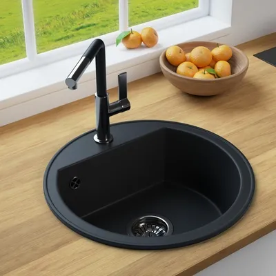 Produktbild von LINDBERGH® Granitspüle Schwarz "TON11" inkl. Siphon Einbauspüle Küchenspüle Spüle KÜCHE