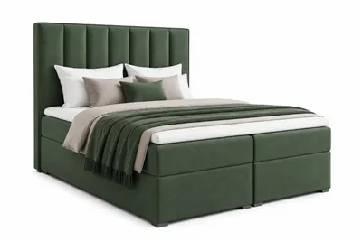 Produktbild von Elegantes Boxspringbett 160x200 Grün – iDream mit Bettkasten und Topper