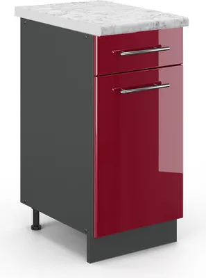 Obrázek produktu pro Spodní skříňka kuchyňské linky Vicco Fame-Line Bordó červená vysoký lesk 40 cm , PD Mramor, Model 46410