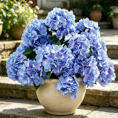 Immagine prodotto di Omgoods - Set di 6 grandi ortensie artificiali per esterni - 45 cm, perfette per vasi e decorazioni da tavolo