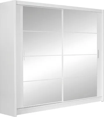 Produktbild von Schwebetürenschrank Dakota 203, 2 Türen Kleiderschrank mit 2 Spiegel, Moderne Garderobe, Schrank in Größe: 203 x 215 x 61 cm