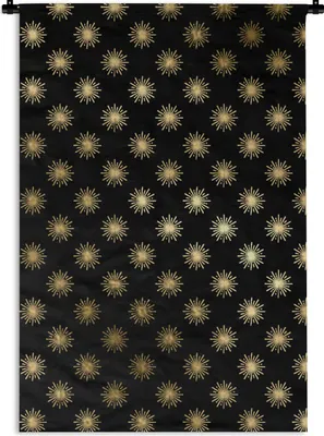 Produktbild von MuchoWow® Wandteppich Wandbehang Muster - Sterne - Gold 90x135 cm Tapisserie Dekoration Wandtuch - Baumwolle - Wandskulptur