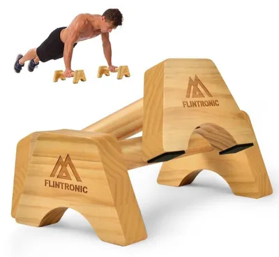 Image de Poignées de pompe en bois - Barres parallèles antidérapantes pour la gymnastique et le fitness, capacité de 150 kg