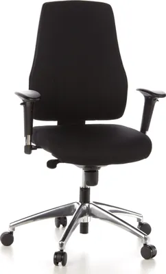 Produktbild von hjh OFFICE Profi Bürostuhl PRO-TEC 200 Ergonomischer Schreibtischstuhl mit Armlehnen (höhenverstellbar) Stoff Schwarz Drehstuhl für Büro, Zuhause