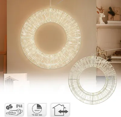 Produktbild von Geflochtener Kranz aus Draht, LED-Dekoration, Ø 50 cm