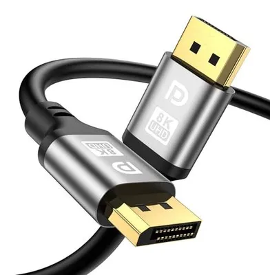 Produktbild von 16K DisplayPort Kabel 1M,Displayport 16K@60Hz, 8K@120Hz, 4K@240Hz, HBR3 32.4Gbps, HDR10, DSC 1.2, HDCP 2.2, G-Sync&FreeSync, DP 2.1 Kabel für Gaming-Monitor, Grafikkarte, Laptop, TV
