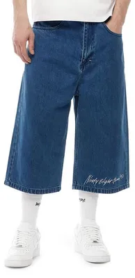 Immagine prodotto di Pantaloncini da uomo Mass Denim Ninety Eight Jeans, modello extra baggy, in denim blu - Taglia 34