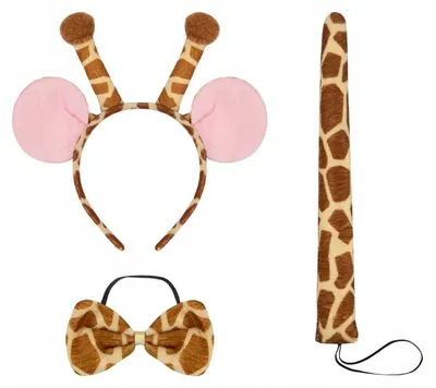 Productafbeelding van PartyPal kinderkostuum set: giraffe, bestaande uit: hoofdband, staart en vlinderdas