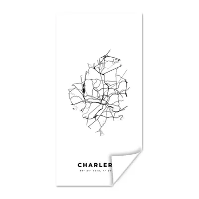 Produktbild von MuchoWow® Poster Karte - Charleroi - Schwarz und weiß - Stadtplan - Belgien 60x120 cm - Wandschmuck