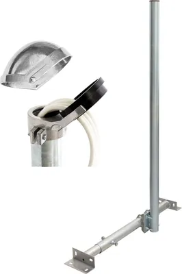 Produktbild von PremiumX BASIC X120-48 SAT TV Teleskop-Dachsparrenhalter 120cm Mast 48mm Stahl Sparren-Halterung für Satelliten-Antenne Satellitenschüssel | ALU-Mastkappe Kabeleinführung 16 Kabel