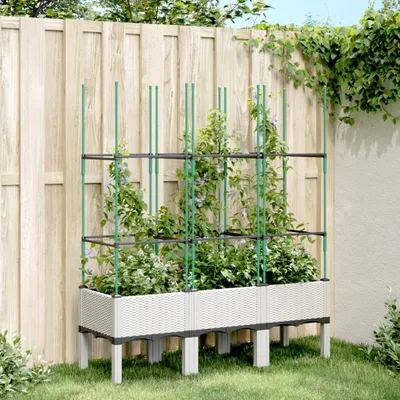 Image de Maison Exclusive - Bac à plantes avec treillis blanc 120x40x142,5 cm PP