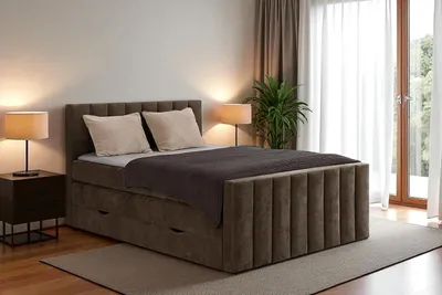 Produktbild von KSHOMECONCEPT Boxspringbetten mit Bettkasten VELTRA 120x200, Taschenfederkern Matratze, Braun