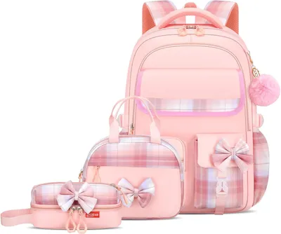 Produktbild von Schulranzen, 3-teilig, rosa, für Kinder, mit Lunchtasche und Federmäppchen