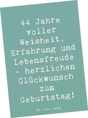 Produktbild von Mr. & Mrs. Panda Postkarte Spruch 44. Geburtstag - Meeresbrise - Geschenk, Happy Birthday, kreativ, Postkarten, Geschenke, herzlichen Glückwunsch, Geburtstagsgeschenk