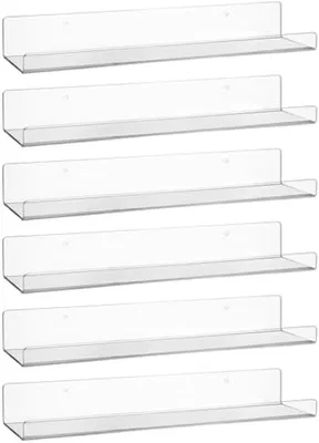Produktbild von PromoHome® Transparente Schwebende Wandregale Set - 6 Stück - 38 cm - Platzsparend