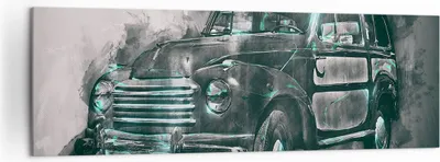Produktbild von Bild auf Leinwand - Leinwandbild - Auto Retro - 160x50cm - Wand Bild - Wanddeko - Wandbilder - Leinwanddruck - Bilder - Kunstdruck - Wanddekoration - Leinwand bilder - Wandkunst - AB160x50-3834