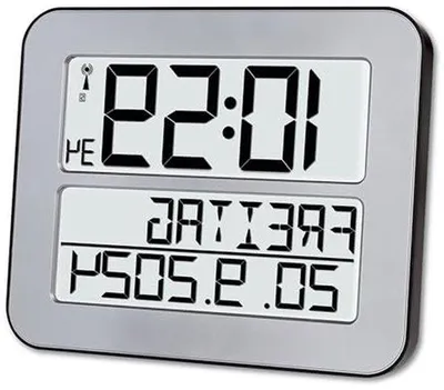 Productafbeelding van Digitale Radio Klok - Wandklok Datum - Tijd Weergeven - Extra Groot Display - 25.8 cm - Zilver