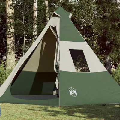 Produktbild von Grünes Campingzelt für 7 Personen, 350x350x280 cm, 185T-Taft