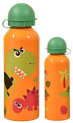 Produktbild von Alu-Trinkflasche 500 ml Crazy Dino Kinder Trinkflasche aus Aluminium