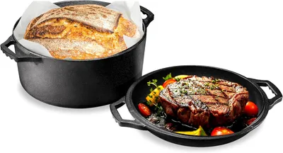 Produktbild von NutriChef liatinový pekáč s pokrievkou na indukciu -Sada na pečenie v holandskej rúre, liatinový hrniec Lodge - pekáč s pokrievkou 2v1: liatinový hrniec na pečenie chleba