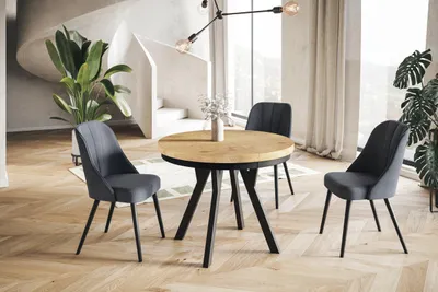 Image de AlpiMeble Table de Salle à Manger Evo, Table de Salon Extensible, Lateau Stratifié 36 mm, Pieds Stables, Diamètre 80 cm - Lancelot - Collection Evo