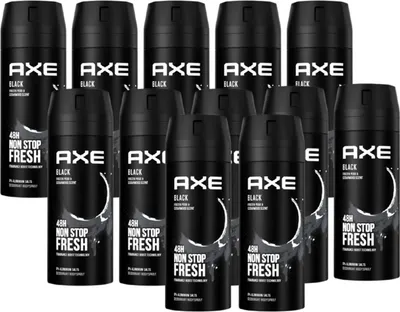 Produktbild von Axe Black 12 x 150 ml Deospray Deodorant Deo Spray Bodyspray Deodorant Spray Deo neues Design Set