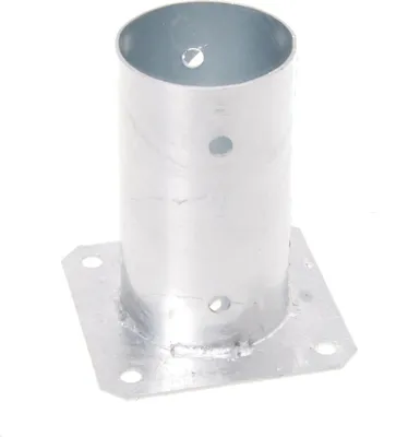 Zdjęcie produktu dla Tuleja przykręcana Aqbau®, okrągła 100 mm, przykręcany wspornik słupka, słupek kwadratowy, słupek drewniany, stopka słupka, tuleja szlifowana z płytką kołkową, uchwyt słupka