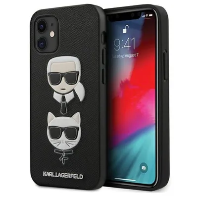 Immagine prodotto di Karl Lagerfeld Klhcp12Ssakickcbk Custodia rigida per Iphone12 Mini 5.4 Czarny/Nero Saffiano Ikonik Karl&Choupette Head