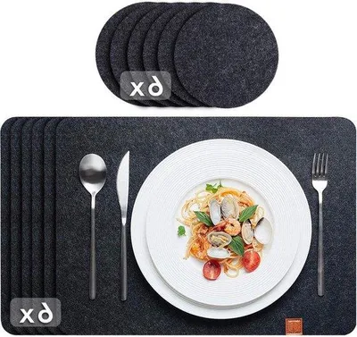 Obrázok produktu pre Sada plastových tanierov v antracitovej farbe, 12 ks, 44 x 32 cm