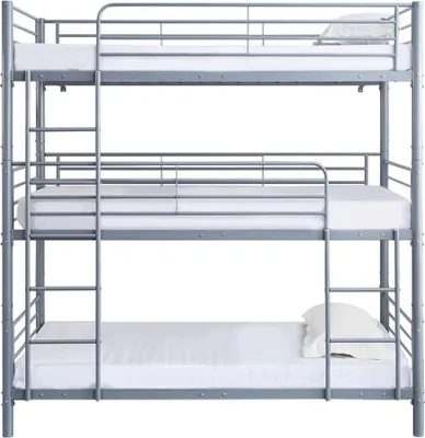 Produktbild von 3-Etagenbett aus Metall "HAVIN" - 90 x 190 cm - Grau