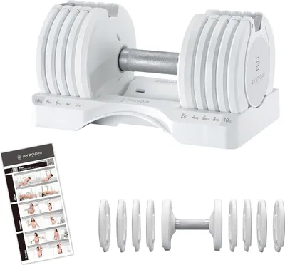 Produktbild von BYZOOM FITNESS Adjustable Dumbbell Single Piece, Verstellbare Hanteln 10 KG Einzeleinheit Ideale verstellbare für zuhause, Krafttraining und