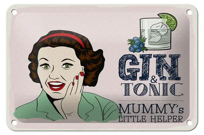 Produktbild von Blechschild Spruch lustig Gin Tonic Mummy´s Helper 18x12cm Schild