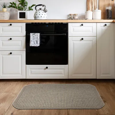 Produktbild von Wohnteppich Läufer - 68x114 cm - Rechteckig - Beige - Waschbar - Rutschfest - Küchenteppich - Karomuster - ROMA