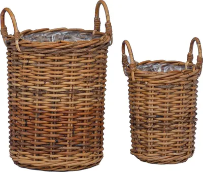Immagine prodotto di Cesto per Piante con archiviazione 2 pcs Marrone Rattan Kubu
