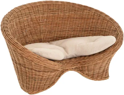 Produktbild von KRINES HOME Lotus-Stuhl Meditationssessel aus echtem Rattan / Yoga Sitz zur Meditation Sessel (Ungeschält Natur mit Kissen)
