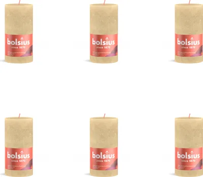 Productafbeelding van Bolsius - Rustieke stompkaars - 130/68 - 1 stuk per verpakking - Haverbeige - Voordeelverpakking - 6 stuks