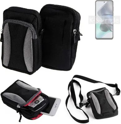 Produktbild von K-S-Trade Holster Schutz Hülle kompatibel mit Motorola Moto G23 Handy Hülle Gürteltasche Umhängetasche mit Zusatzfach schwarz