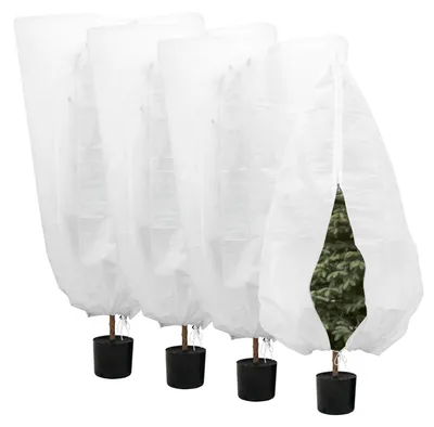 Imagen del producto de Túneles de protección para plantas, 80 x 120 cm, juego de 4 unidades, con cremallera y cordón ajustable, para uso en el jardín