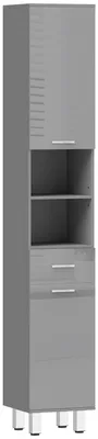 Produktbild von Badezimmerschrank, Badkommode, mit Regalen und Schublade, verstellbar, Grau