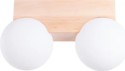 Image de Plafonnier BULBO 2 bois naturel 2xG9 8W bois/verre 16x12x29cm Sollux Lighting