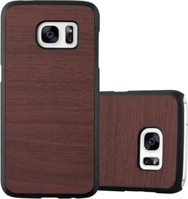 Produktbild von Cadorabo Hülle für Samsung Galaxy S7 Schutz Hülle in Braun Hard Case Etui Holz Optik Handyhülle