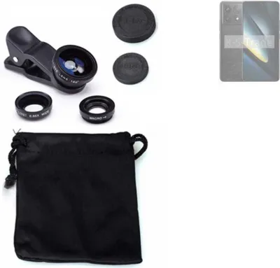 Produktbild von K-S-Trade Smartphone Kamera Linsen Set Kompatibel mit POCO F6 Pro 3in1 Clip-On Kamera Adapter Macro Weitwinkel FishEye Fischauge Objektiv Linse