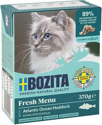 Image de Bozita Cat Tetra Recard Häppchen in Gelee Schellfisch 370gx16