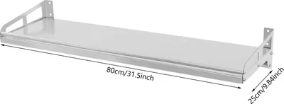 Produktbild von Gewürzregal - Wandregal Küche - 304 Edelstahl - Wandmontage - Mehrzweck Ablageregal - Gewürzaufbewahrung - 80 x 25 cm